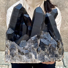 9.8LB Natural Tea black Crystal quartz Cluster Mineral Specimen Healing reiki picture