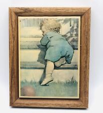 Vtg Rare Jessie Wilcox Framed Tile The Toddling Baby Boy Kimberly Enterprises picture
