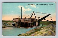 Everglades FL-Florida, Dredging on a Canal, Antique Souvenir Vintage Postcard picture