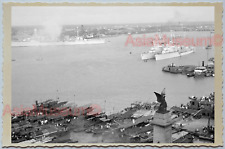 WW2 CHINA SHANGHAI BUND BRITISH AREA WARSHIP NAVY SHIP Vintage Photo 中国上海老照片 350 picture