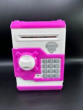 Electronic Kids Piggy Bank Money Coins Collectibles Trinket Safe Pink & White picture