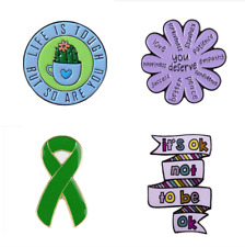 Mental Health Pin Badge Green Ribbon Lapel Enamel, Ok Not To Be OK, You Deserve picture