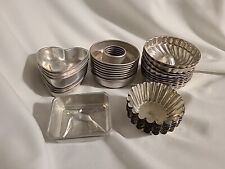 Lot of 36 VTG Jello Aluminum Molds Metal Scalloped Tins Cups Donuts Birds Hearts picture