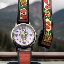 Vintage Minnie Mouse Watch The Disney Store 90’s Working Flower Heart Band  picture