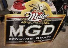 Vintage Miller Genuine Draft MGD Cold-Filtered Metal Beer Sign RARE & LARGE picture