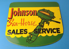 Vintage Johnson Sea Horse Sign - Gas Boat Engines Outboards Porcelain Pump Sign picture