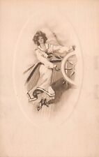 Gibson Girl Victorian Woman Merry Sailor Artist Drawing Vtg Postcard D51 picture