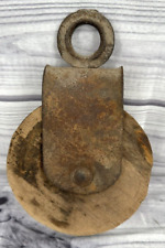 ANTIQUE PRIMITIVE WOODEN BARN PULLEY picture