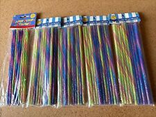 Vintage Krazy Straw Reusable Candy Stripe Straws Colorful 56 Total Sealed 2879 picture