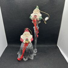 Vintage TAIWAN BRN Christmas Santas Holding Gift On The Top Of Bell And Icicle picture