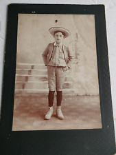 Vintage Cabinet Card Young Boy in Suit with Hat picture