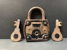 Old Vintage Rare Wally Rustic Iron Padlock With 2 Original Keys, Made In Germany picture