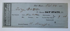 Vintage Antique 1852 Bay State Line Freight Receipt Slip Steamer Bay State ship picture