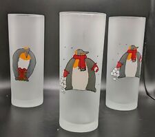 Dartington Designs Christmas Frosted Highball Glasses  Penguin SET of 3 France   picture