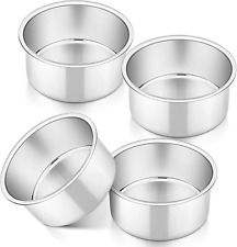 4 Inch Small Cake Pan Set of 4, Stainless Steel Baking round Tins Bakeware for M picture