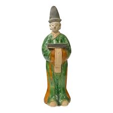 Chinese Green Tri-Color Ceramic Ancient Dressing Art Figure ws1184 picture