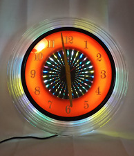 Vintage MCM Large Light Kaleidoscope Wall Clock Psychedelic Starburst picture