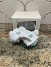 AVON VINTAGE 1993 HOLIDAY DOVE TABLETOP COLLECTION CANDLEHOLDER WHITE WITH HOLLY picture