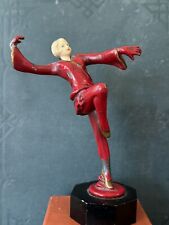 Antique 1920s Art Deco J.B. Hirsch painted metal lady dancing lady statue picture