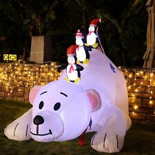 Polar Bear with Penguins Christmas inflatable picture