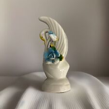 Swan Porcelain With Raised Applied Blue Flowers 4” picture
