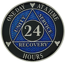 AA 24 Hours Alcoholics Anonymous Recovery Medallion, 24 Hrs Chip, Token, Coin picture