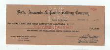 Butte Anaconda & Pacific Railway Co. 1963 check to Daly Bank & Trust -- Montana picture