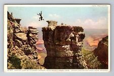 Grand Canyon AZ-Arizona, Daring Jump By  A Forest Ranger, Vintage c1930 Postcard picture