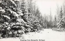 RPPC Marquette MI Michigan Snow Winter Ski Time Trees Scene UP Photo Postcard E5 picture