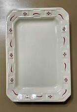 Longaberger Pottery Woven Traditions Red Rectangle Serving Tray picture