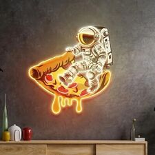 1 pc Astronaut Pizza Neon Sign, UV Printed Adjustable Brightness LED Light picture