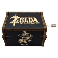 Zelda Wooden Music Box, Hand Crank Wood Legend of Zelda Theme Musical Black picture
