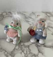 2 Vtg Dreamsicles Bunny Rabbits Signed KRISTIN Easter Cottagecore Granny Y2K 90s picture