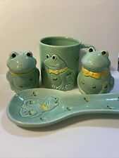 Vintage Otagiri Frog Salt And Pepper Shakers, Spoon Rest and Mug picture