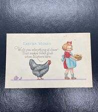 c1910's Easter Wishes Little Girl With Baby Chicks In Basket Embossed Postcard picture