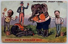 Postcard Presidential Fight 1908 Democracy Knocked Out Taft Bryant Uncle Sam picture
