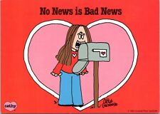 Postcard comic Cathy - No News is Bad News - Cathy biting mailbox picture