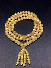 6mm Natural Gold Rutilated Quartz Crystal Round 108 Prayer Beads Bracelet picture