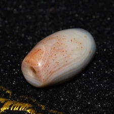 Large Genuine Ancient Greek Bactrian Banded Agate Stone Bead with Blood Dots picture