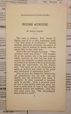 UNITARIAN - Income Altruism Minot Simons - Reprinted from the Christian Register picture