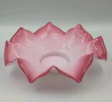 Antique Victorian Pink And White Glass Brides Basket Bowl picture