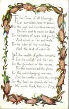 RARE 1900's Thanksgiving FA Owen Postcard, poem, To The Giver Of All Blessings picture