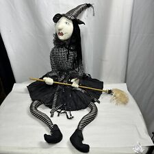 Large Witch With Broom Shelf Sitter Cute 34” picture
