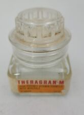 Theragran -M High Potency Vitamin Formula Glass Bottle Plastic Lid Squibb Empty picture