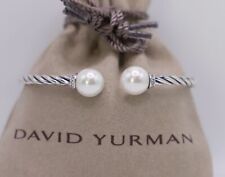 David Yurman Women's Sterling Silver 3.5mm Solari Bracelet 9mm Pearl w/ Diamonds picture