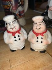 Italian Fat Chef Vintage Salt/Pepper Shakers Set of 2 Chef and Sous Chef picture
