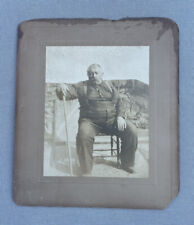Antique American Social History Obesity Fat Elderly Man with cane photo picture