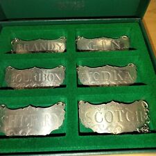 Kirk Stieff Historic Newport Pewter Decanter Labels with Chains Box Brand New picture