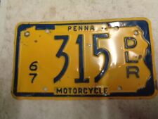 1967 Pennsylvania Motorcycle Dealer License Plate Good Condition Extra holes # # picture