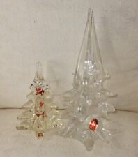 Set up 2 clear Christmas tree paper weights. No Chips Or Cracks picture
